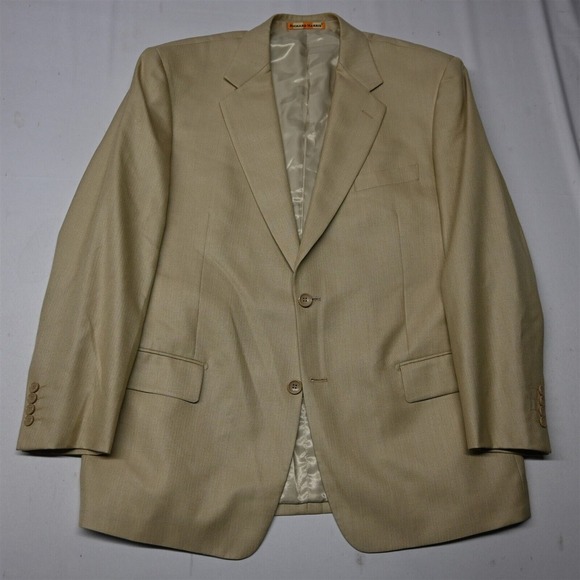 Richard Harris 44R Beige Herringbone Silk Wool Mens Blazer Suit Jacket Coat‎